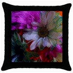 Grainy Green Flower (with Blue Tint) Throw Pillow Case (Black) Front