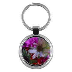 Grainy Green Flower (with Blue Tint) Key Chains (round)  by okhismakingart