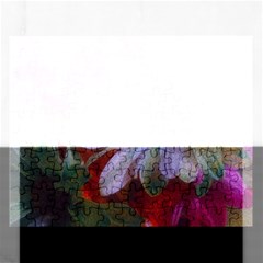 Grainy Green Flower (with Blue Tint) Rectangular Jigsaw Puzzl by okhismakingart