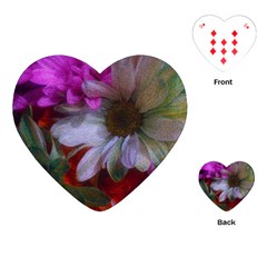 Grainy Green Flower (with Blue Tint) Playing Cards (heart) by okhismakingart