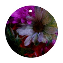 Grainy Green Flower (with Blue Tint) Round Ornament (two Sides) by okhismakingart