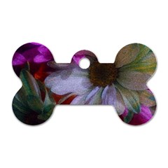 Grainy Green Flower (with Blue Tint) Dog Tag Bone (two Sides) by okhismakingart