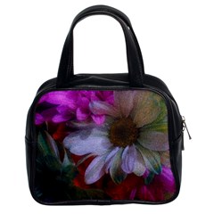 Grainy Green Flower (with Blue Tint) Classic Handbag (two Sides) by okhismakingart