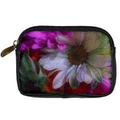 Grainy Green Flower (with Blue Tint) Digital Camera Leather Case by okhismakingart