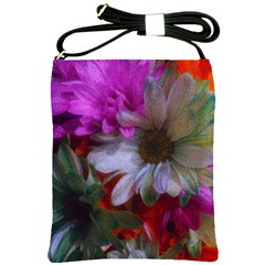 Grainy Green Flower (with Blue Tint) Shoulder Sling Bag by okhismakingart