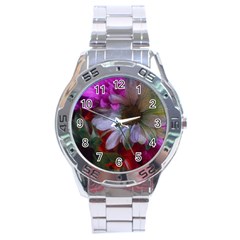 Grainy Green Flower (with Blue Tint) Stainless Steel Analogue Watch by okhismakingart