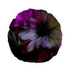 Grainy Green Flower (with Blue Tint) Standard 15  Premium Round Cushions by okhismakingart