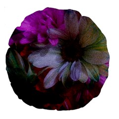 Grainy Green Flower (with Blue Tint) Large 18  Premium Round Cushions by okhismakingart