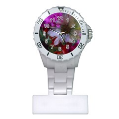 Grainy Green Flower (with Blue Tint) Plastic Nurses Watch by okhismakingart