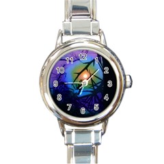 Rainbow Moon And Locust Tree Round Italian Charm Watch by okhismakingart