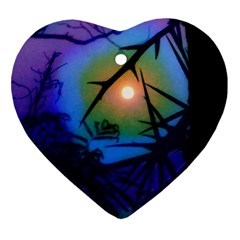 Rainbow Moon And Locust Tree Ornament (heart) by okhismakingart