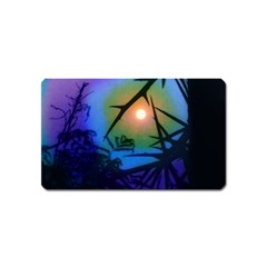 Rainbow Moon And Locust Tree Magnet (name Card) by okhismakingart