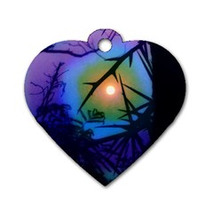 Rainbow Moon And Locust Tree Dog Tag Heart (two Sides) by okhismakingart