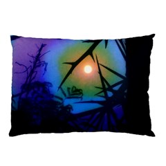 Rainbow Moon And Locust Tree Pillow Case by okhismakingart