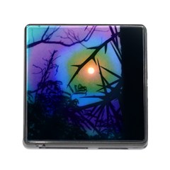 Rainbow Moon And Locust Tree Memory Card Reader (square 5 Slot) by okhismakingart