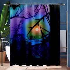 Rainbow Moon And Locust Tree Shower Curtain 60  X 72  (medium)  by okhismakingart