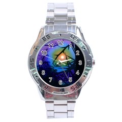 Rainbow Moon And Locust Tree Stainless Steel Analogue Watch by okhismakingart