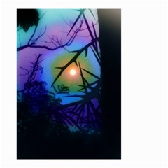 Rainbow Moon And Locust Tree Small Garden Flag (two Sides) by okhismakingart