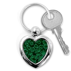 Green Queen Anne s Lace (up Close) Key Chains (heart)  by okhismakingart