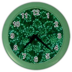 Green Queen Anne s Lace (up Close) Color Wall Clock by okhismakingart