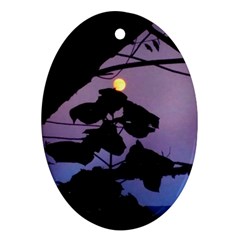 Moon And Catalpa Tree Ornament (oval) by okhismakingart