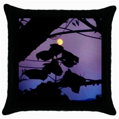 Moon And Catalpa Tree Throw Pillow Case (black) by okhismakingart