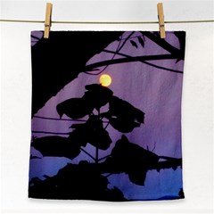 Moon And Catalpa Tree Face Towel by okhismakingart