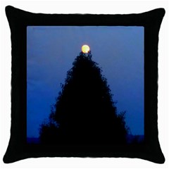 Tree and Moon Throw Pillow Case (Black)