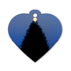 Tree And Moon Dog Tag Heart (two Sides) by okhismakingart