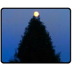 Tree And Moon Fleece Blanket (medium)  by okhismakingart