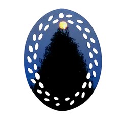 Tree And Moon Ornament (oval Filigree) by okhismakingart