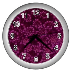 Dark Pink Queen Anne s Lace (up Close) Wall Clock (silver) by okhismakingart