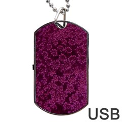 Dark Pink Queen Anne s Lace (up Close) Dog Tag Usb Flash (two Sides) by okhismakingart