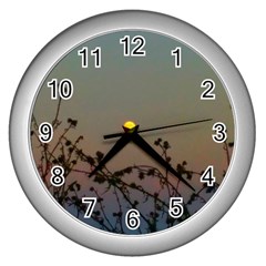 Moon And Thistle Wall Clock (silver) by okhismakingart