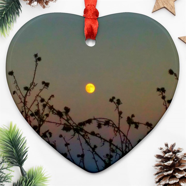 Moon and Thistle Heart Ornament (Two Sides)