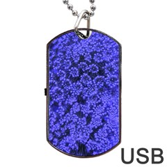 Blue Queen Anne s Lace (up Close) Dog Tag Usb Flash (one Side) by okhismakingart