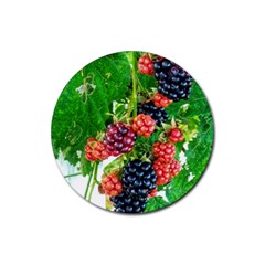 Blackberries Rubber Coaster (round)  by okhismakingart