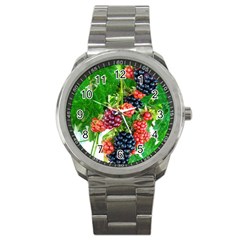 Blackberries Sport Metal Watch by okhismakingart