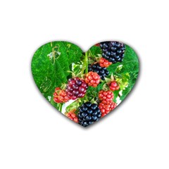 Blackberries Rubber Coaster (heart)  by okhismakingart