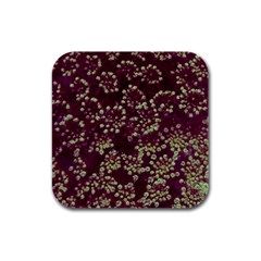 Pink And Green Queen Annes Lace (up Close) Rubber Square Coaster (4 Pack)  by okhismakingart