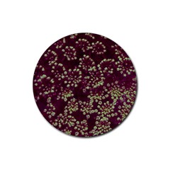 Pink And Green Queen Annes Lace (up Close) Rubber Coaster (round)  by okhismakingart