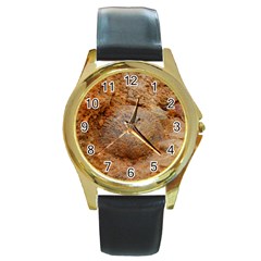 Shell Fossil Ii Round Gold Metal Watch by okhismakingart