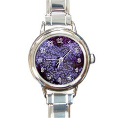 Blue Queen Anne s Lace Landscape Round Italian Charm Watch by okhismakingart