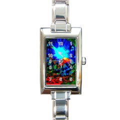 Psychedelic Spaceship Rectangle Italian Charm Watch by okhismakingart