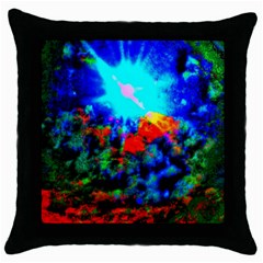 Psychedelic Spaceship Throw Pillow Case (black) by okhismakingart