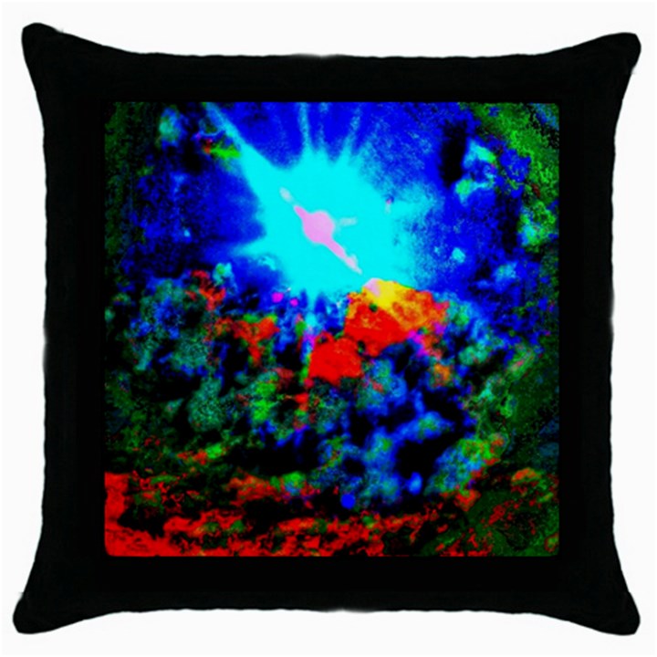 Psychedelic Spaceship Throw Pillow Case (Black)