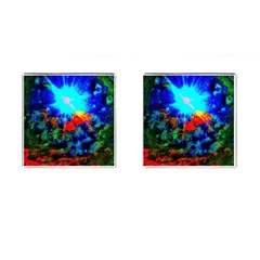 Psychedelic Spaceship Cufflinks (square) by okhismakingart