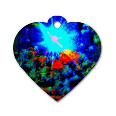 Psychedelic Spaceship Dog Tag Heart (one Side) by okhismakingart