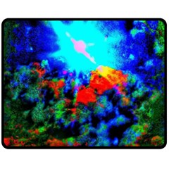 Psychedelic Spaceship Fleece Blanket (medium)  by okhismakingart