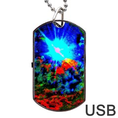 Psychedelic Spaceship Dog Tag Usb Flash (one Side) by okhismakingart